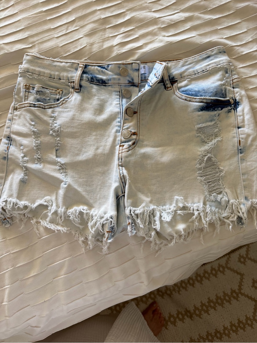 Women’s Light Wash Distressed Denim Shorts